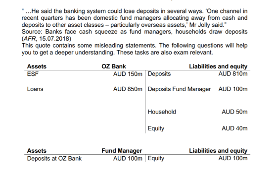 ...He said the banking system could lose deposits in several ways. One channel in recent quarters has been domestic fund m