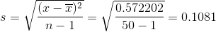 (x - 72 n-1 0.572202 -= 0.1081 V 50 -1 V