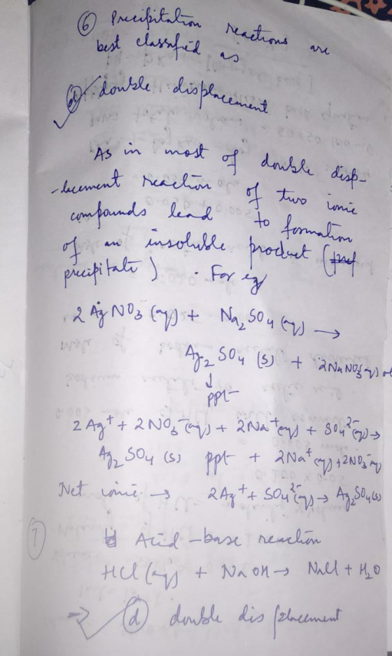 precipitation reactions 6 Precipitations best classified as double displacement are As in most of double diss- action lead of