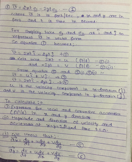 eet and t i time n e cond & L and to emeent m vector fom tu i8 the velocity compossen in cdnectiim () ont v is the velacity