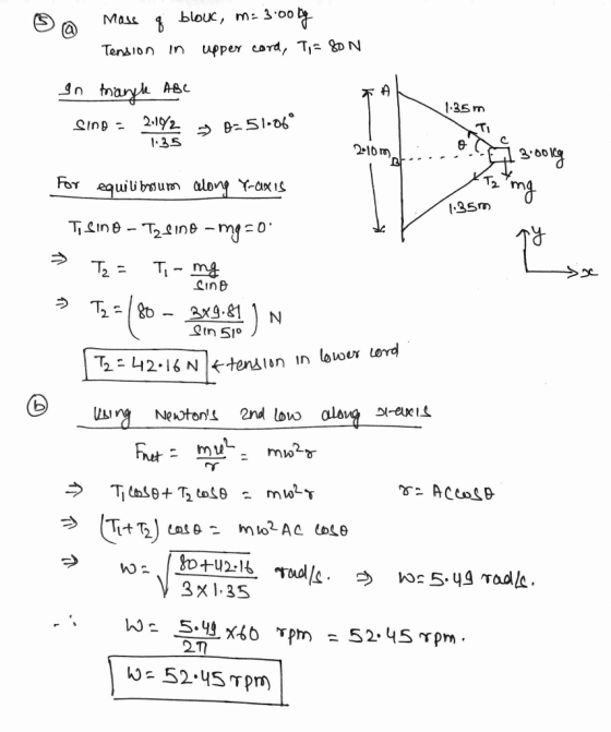 o @ Mass G blow, m3:0014 Tension in upper cord, T,= 80 N In triangle ABC SinB = 2.192 > =51.06° FAN1.35 m ва боя 1.35 216ro1