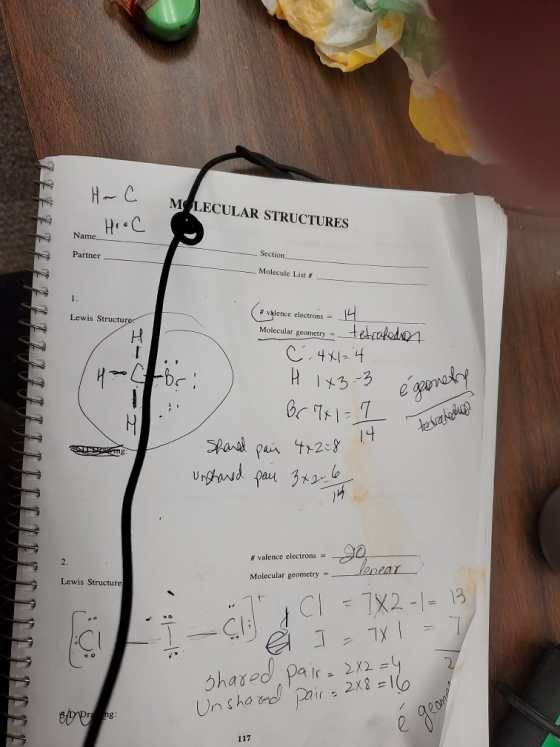H-C MOLECULAR STRUCTURES Name He occ Name Partner Section Molecule List # N Lewis Structure N #valence electrons = 14 Molecul