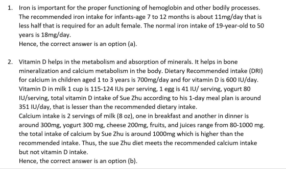 1. Iron is important for the proper functioning of hemoglobin and other bodily processes. The recommended iron intake for inf