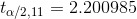 t_{\alpha/2 ,11}=2.200985