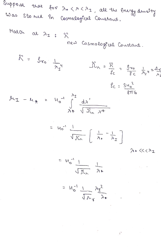 Suppose that for a, <asag, all the Emergy deusity Sto red in Coomological Coustaut, Was Mat ch at A1 : new Cosmological Coust