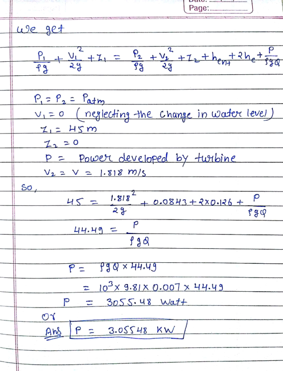 Page: 2, 2. VEO neglectins thechange in water level V2 e V2 1.18 m SQ .007 x 니 от
