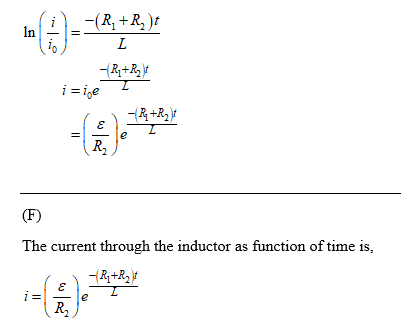 Ri+R +R 1) 6촌 The current through the inductor as function of time is, E)