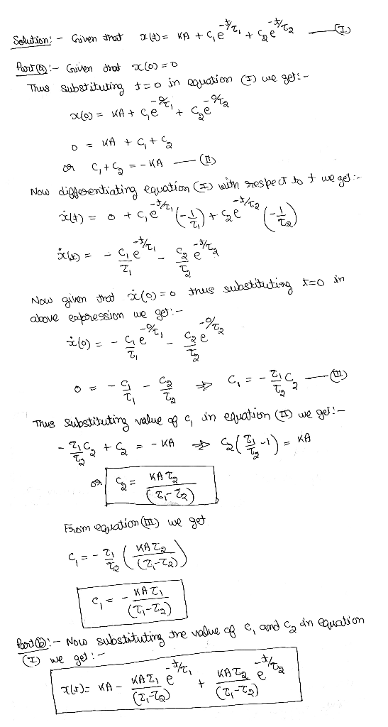 Given dhad Seudaion Thus Subgtituting ^-o in Qquaion ) we get: - -% Now digesentiatirg equation witn espea to tue gel- o + c,