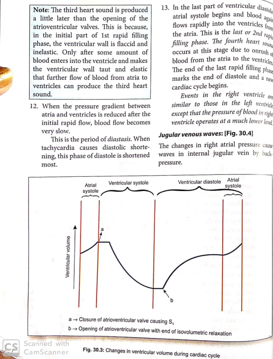 icular diastole blood agair rentricles front st or 2nd rapia heart sound e to onrush of the ventricles. Note: The third heart