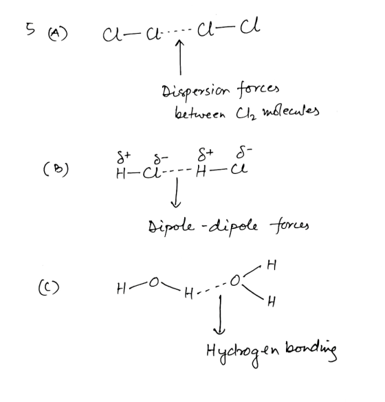 1.5 (A) a-a....a ce Dispersion between forces Ch molecules Dipole-dipole forces SH H-OH---01 (0) H Hydrogen bonding