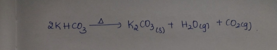 Д 2KHCO3 K2CO3 (s) + H₂O(g) + CO₂(g)