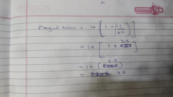 Ectramari Marginal Revenue = 10 3.5 - 10 ( 5) - 205 35