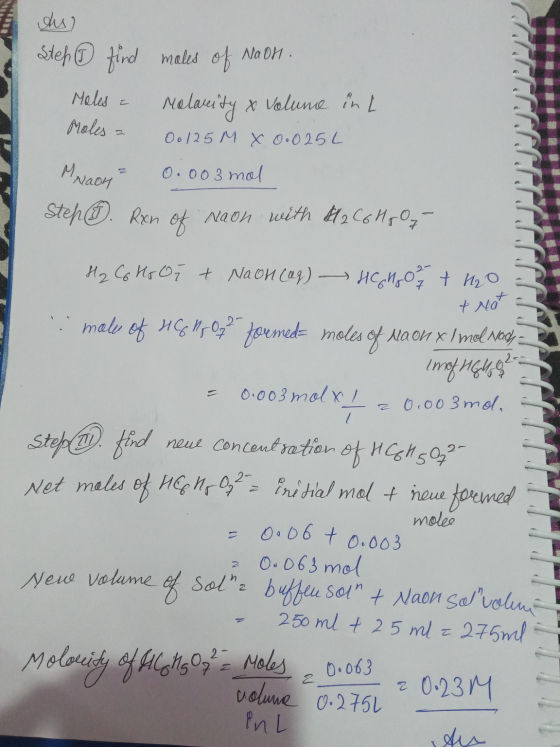 des) Stef & find males of Naon. Males - Molarity & Volume in L Poles = 00 125 M X 0.025L Mnaoy² 0.003 mal Step 6. Rxn of naon
