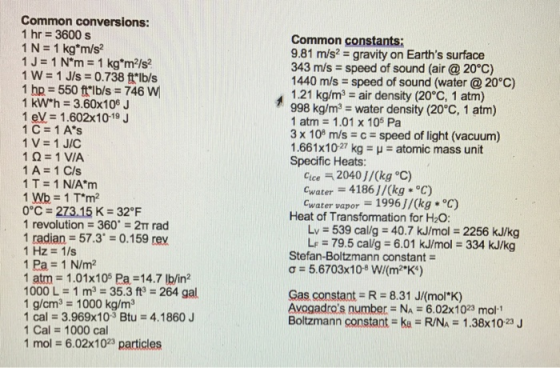 1 Common conversions: 1 hr = 3600 s 1 N = 1 kg*m/s2 1 J = 1 N*m = 1 kg*m-/s2 1 W = 1 J/s = 0.738 ft-lb/s 1 hr = 550 ft-lb/s =