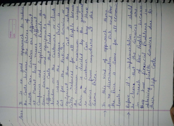 PAGE NO. DATE: appraachto 9raduce the Ansa Borices Casts health because Care Services are diffenant Porovidle FrocofHyp Marke