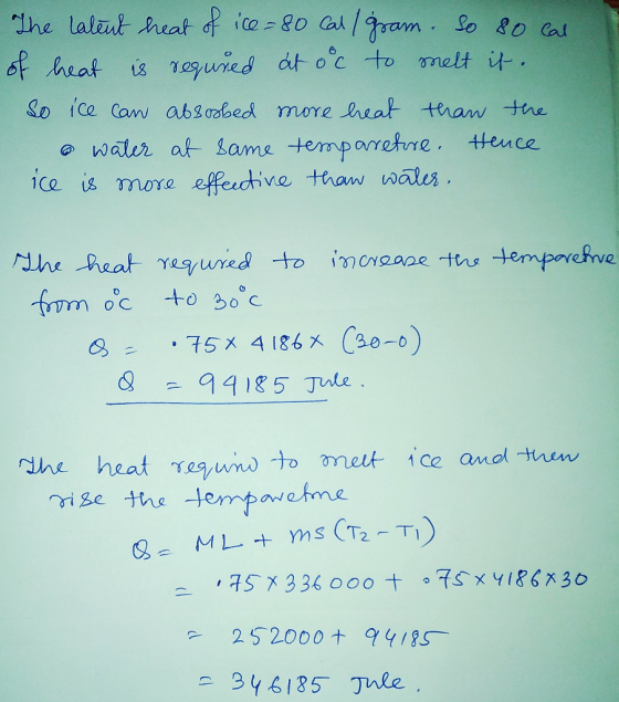 The latent heat of ice=80 Cal/gram. So 80 cal of heat is requred at ooc to melt it. So ice can absorbed more heat than the &