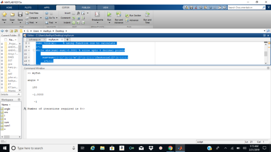 MATLAB R2015a HOME EDITOR Find Files Run Section Go To ▼ Comment New Open Save Breakpoints Run Run and Advance Advance Run an