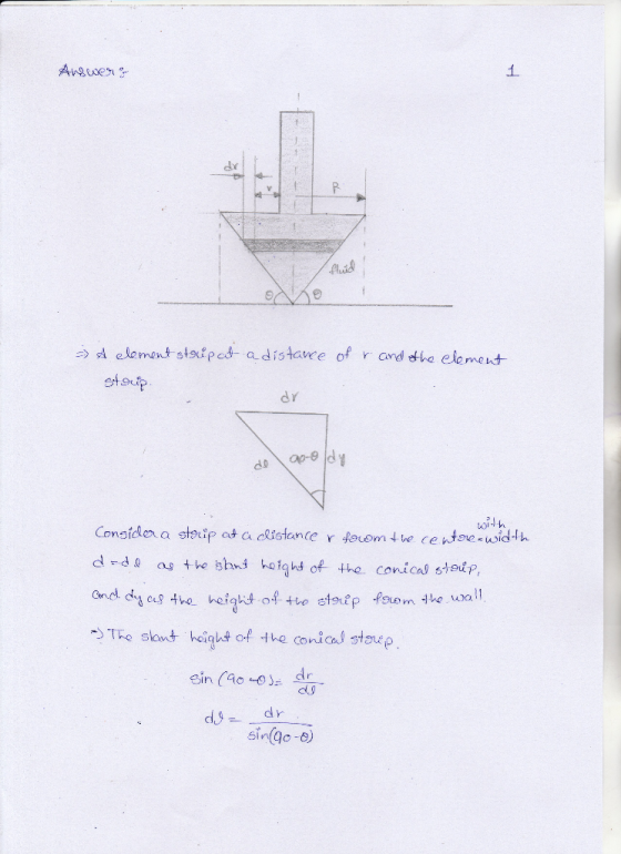 Answers - A element strupat a distance of r and the element strip dr do ao-oldy with Consider a strip at a clistance r facom