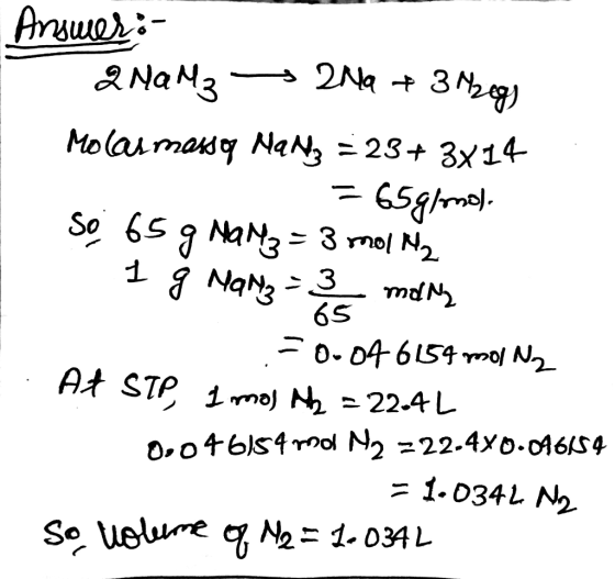 Answer: 2 MaM3 — 212 + 3 M30g) Molaimana Nadz = 23+ 3814 = 65 gomol. So 65 g Nam3 = 3 mol Na . 1 g Nana = 3 melna = 0.04 6154