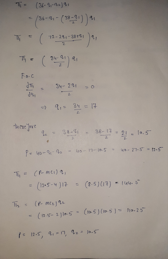 Ti = (36-9,-92) 91 136-2 - (33-2) T = (2-24-28res ) (349) IT - 34-291 = 0 - 9 = 34 = 17 therefore 4 - 38-2 - 38-17 = 2! - 10.