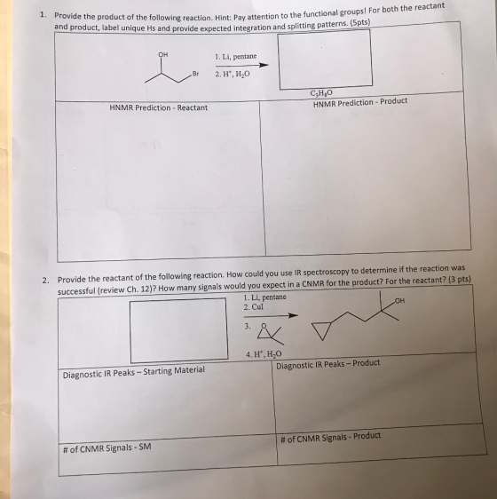 1. Provide the product of the following reaction. Hint: Pay attenti and product, label unique Hs and provide expected integra