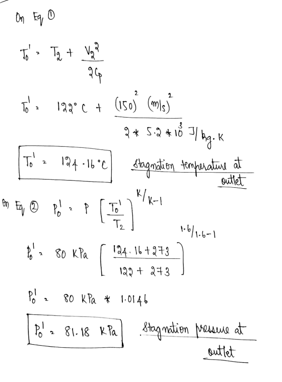 On Ego Tos Tq + V2 २५ Tos (150) (miles) 2 199°C + (150) 9* 5.2 + 18 Il lagok To 2 124 -16°C stagnation temperature at outle