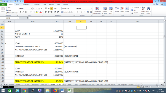 - 2x WORKING CAPITAL APPROACH - Microsoft Excel (Product Activation Failed) File Home Insert Page Layout Formulas Data Review