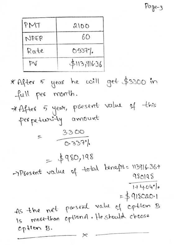 Page-3 IPMT 2100 60 NPER Rate 0337 $113,916.36 PV * After 5 year he will get $3300 in full per month * After 5 year, present