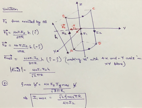 Solution Å force excited by AB A. HoIT 2TR = no Fazh (5) Ak RTR making us with tx andy ans m XM plane) Fnet - Mof, Iz blî- 2