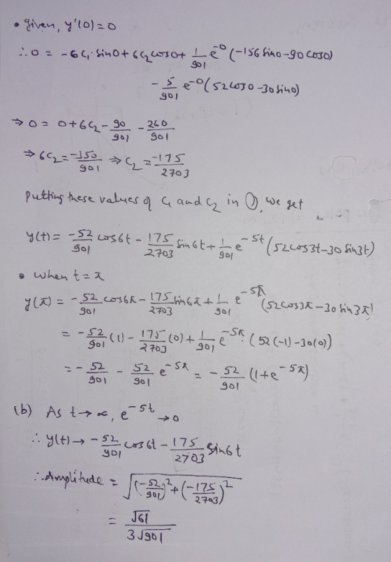 • given, ylo)=0 0= –66, sinot 6gasot Leo (-156 Sino-go coso) { e(52650-30 sino) 901 5 90) ► 02 0+642-90 246 gol gol 69=2350