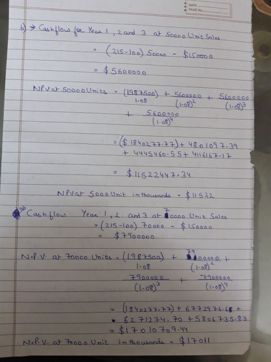 DATE PAGE 60 -08 5600000 1-08) $ 1L5-224 24 NPVs 500 Unit inthausandsIS22 Yeo 2 and3 atooaa Unit Sales 1-08 10990Q 다900000 . og o lo to 9-411 o 11 NAPVat toso a Unit