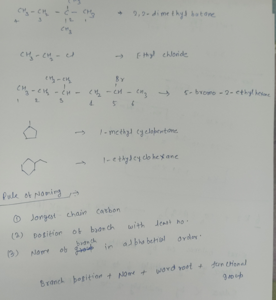 CH₂ - CH - Ć- CHO & 2,2-dimethyl butone CH₂ - CH2 - C → Ethyl chloride Br th-cthy CH₂ - City - ch - 1 2 3 Ch - CH - co 5 6 s