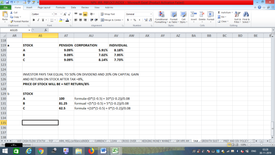 NPV, IRR, PBP,OCFINDEX - Microsoft Excel (Product Activation Failed) View Add-Ins File Home Insert Page Layout Formulas Data