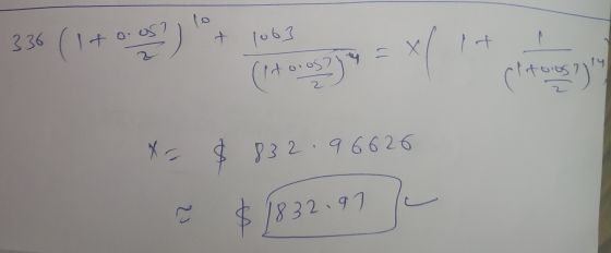 t t 335 (1 + 001) olos osoly = X citos ) X = $832.96626 $1832.99