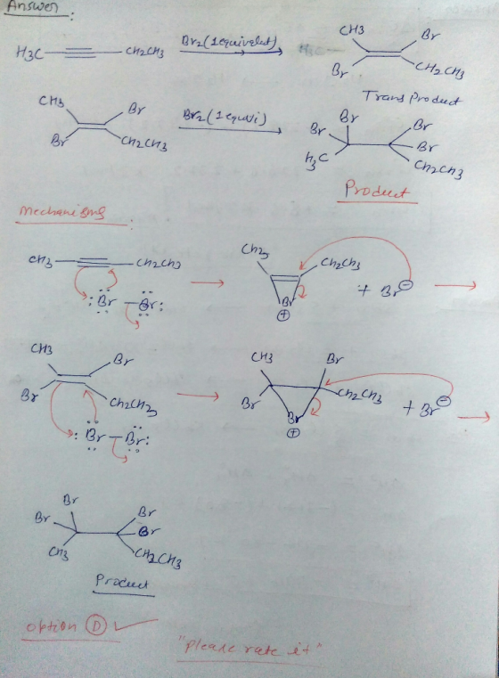 CH3 Answen Or(1uivelut CH2 CH Br H3C Trand Produt BY Br(1quvi) CHS Br Br Chrch3 Prodet Mechene gmg .Ch2chs ch2ch 3,0 : ar r: