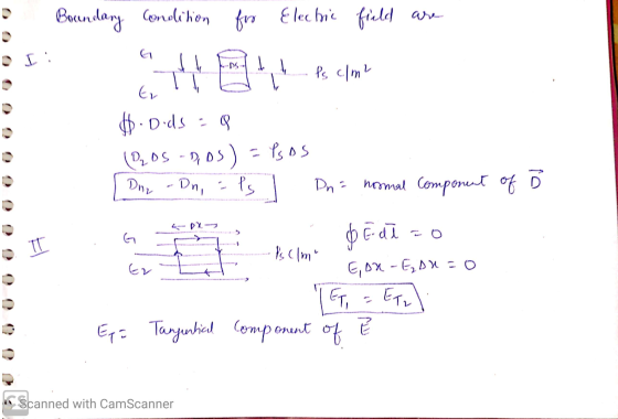 Boundary Condition for Electric field are --State le Ps cl ml tr 5. Dids: (120S -DDS) = Psos Dne - Dn, als Dna normal compone
