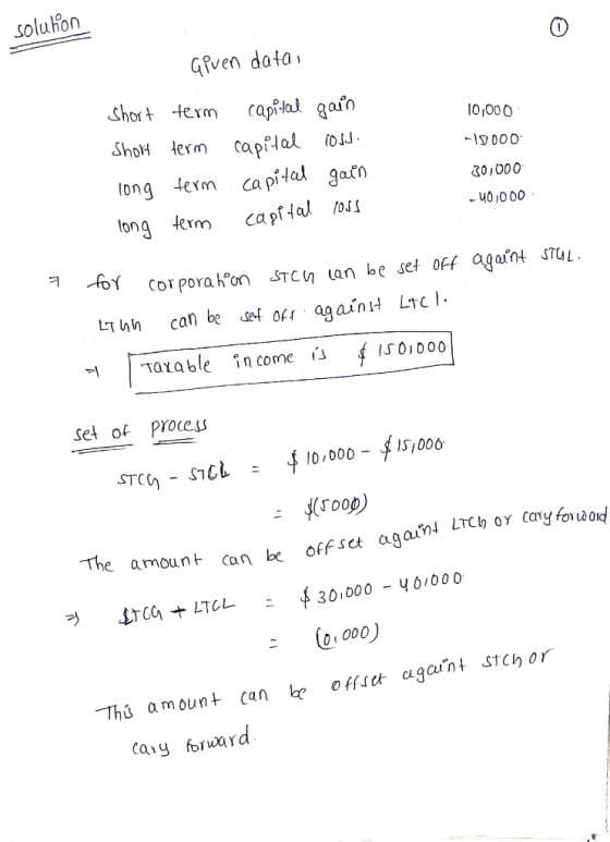 Off set againt LTCL or Cary forward solution Given data, 10,000 19000 short term capital gain Short term capital loss. long t