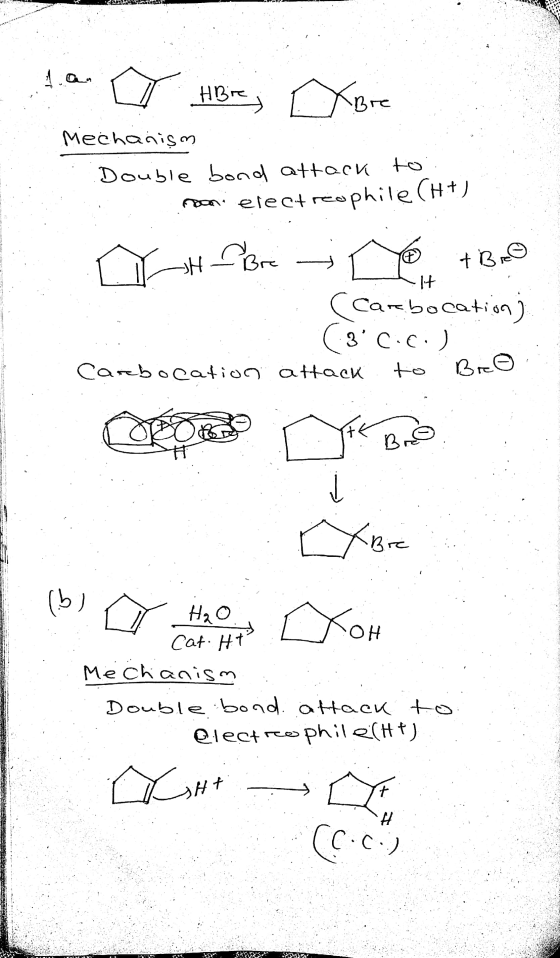 19 Mechanism : Double bond attack to : soni electriophile (H+) OhBre +BRO : (carbocation (3cici) attack to Breo Carbocation