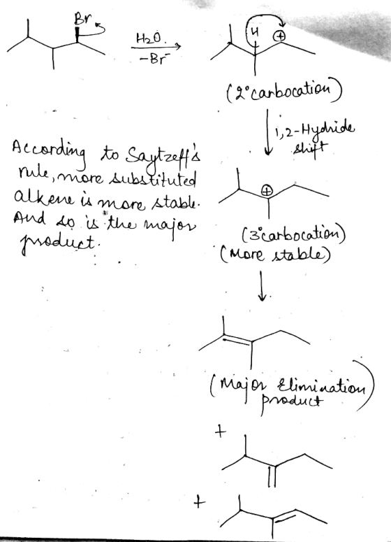 . He нь о -Br (gecanbocation) . Love 2-Hydride According to Sautzetts ... shift nule, more substituted lor alkene is more st