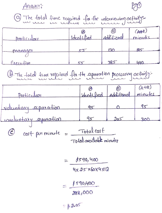 Answers Pgo @ The total time required for the interviewing activitysos uuhun B Particulars identified Additional (Ate) minute