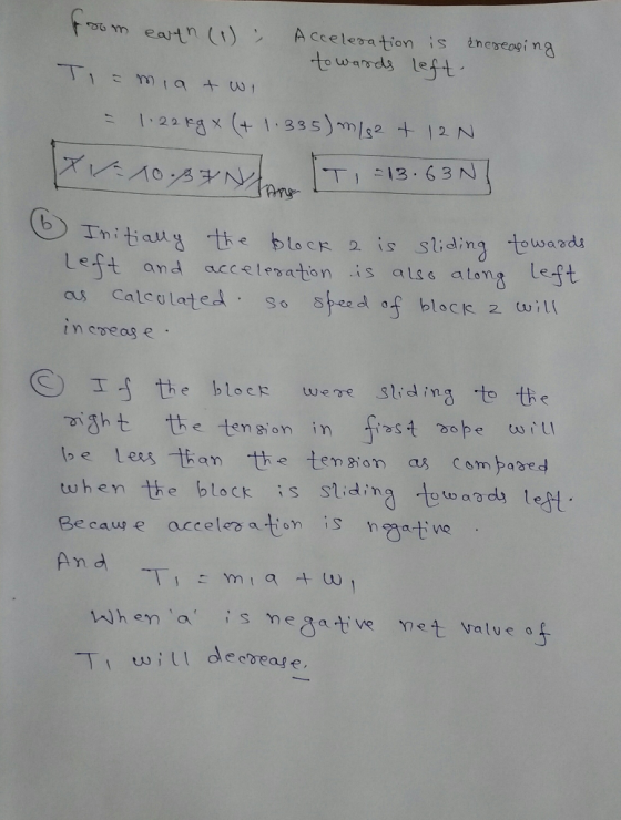 % m eartn (1) ソ Accelera tion is increaying towands left Le-ft Let and accelesation is alss atomg as Calcolate so see d block