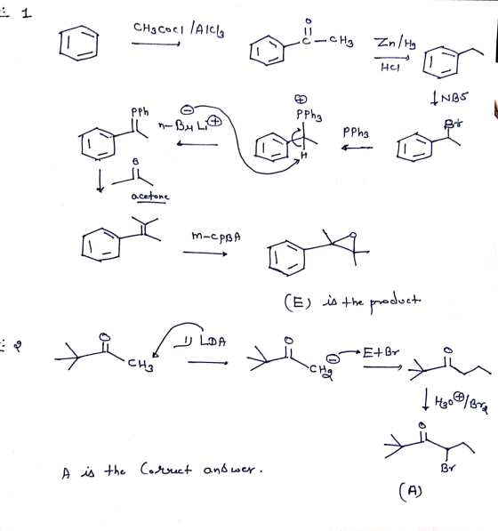 CHg coci laica 020 - CHg Znlig HCl 1 NBS PPh PP ha n-By Lil PP ha + acetone m-cpBA (E) is the product V LDA •Et Br CH₃ CHg 1