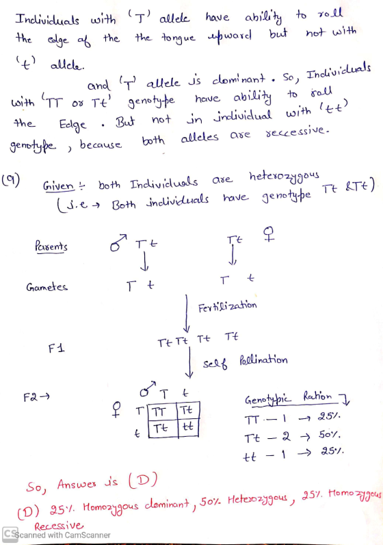 Inclividuals with the edge of the T allele the tongue have ability upward but to roll not with t allele. - and t allele i