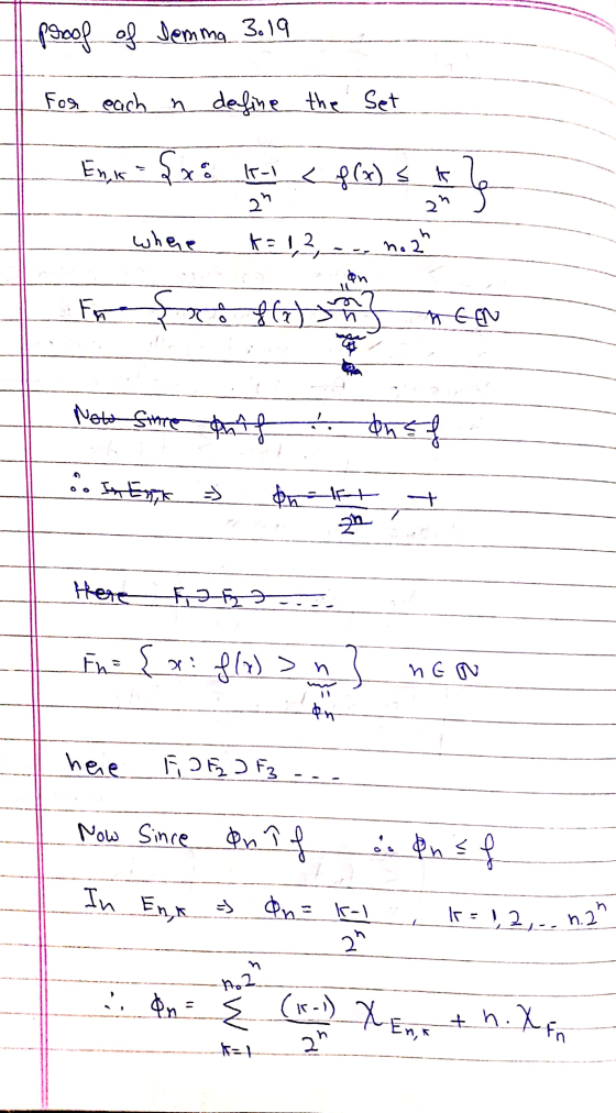 proof of Jemma 3.19 For each n define the Set Eye - Sxe - 2 (x) نم 21 21 where k: | २. ..... an En (च) * HEN New Store puif क