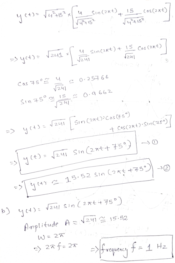 si Sin(zat) y (t)=√4²715² x u 15 cos (27) Povu+152 15 Cos(zat) I u Sincant) + V241 rzul Suct zul cos 75 ° Ñ Y 0.257 66 - rzul