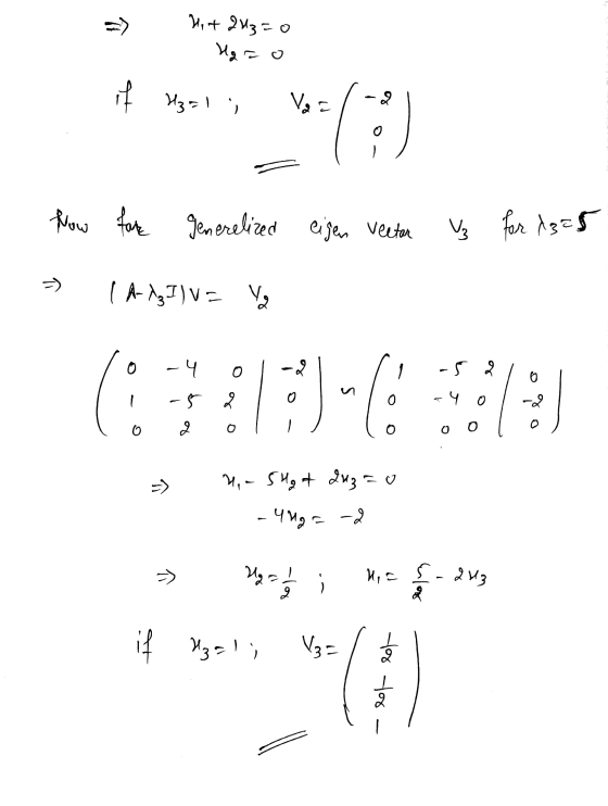 Het 243=0 Hq zo if H3=1 ; Vaz 2 *:( o How fare generelized generelized eigen vector V for A325 -) | A-₂ I) V = Va o 0 0 -4 -