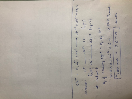 6 Fett & Co Oy 1+1447 2673 +6ret3 +7420 ret2 ret ter Axidation (nf=1) the 26rts (rf=2) at end point eg. of oxidising agent =