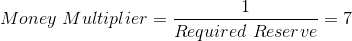 Money \ Multiplier =\frac{1}{Required \ Reserve} = 7