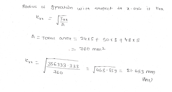 Radius of gYohon with nespect to χ 60 mm2 Yn :. 35 6333 :3 3 3 . Γ46s、SS9- 21. 653 mm Ans)