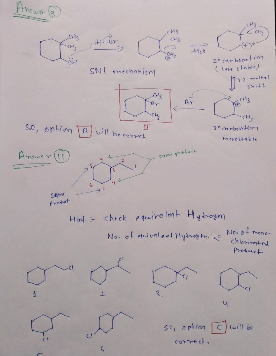 Ancur CH2 H20 HO- SNI mechanism 2 carbecattiom (Ls stable) 1, 2-methy 1:45 CH3 -CH CHA So, optionB be correck 3° ca rbocation